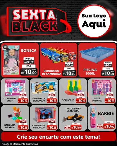 Modelo de Rede Social para Feed Instagram com o tema Sexta Black para Brinquedos