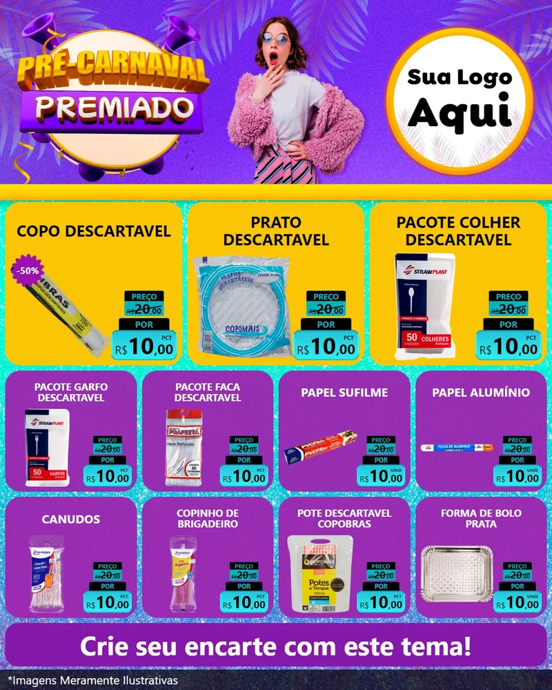 Modelo de Rede Social para Feed Instagram com o tema Pré-Carnaval Premiado para Embalagens