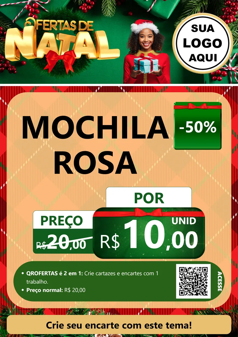 Modelo de Cartaz para Cartaz A4 Vertical com o tema Ofertas de Natal para Papelaria