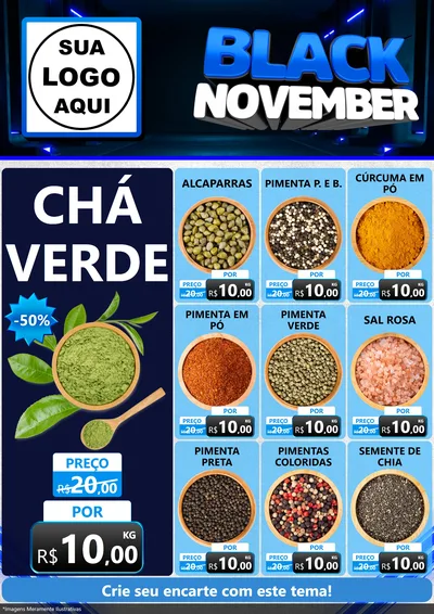 Modelo de Encarte para Encarte A4 Vertical com o tema Black November para Produtos Naturais