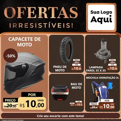 Modelo de Rede Social para Feed Facebook com o tema Ofertas Irresistíveis! para Moto peças