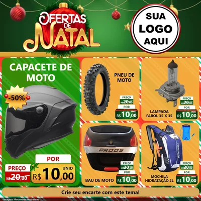 Modelo de Rede Social para Feed Facebook com o tema Ofertas de Natal para Moto peças