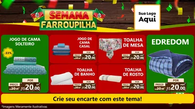 Modelo de TV para TV Horizontal com o tema Semana Farroupilha para Cama, Mesa e Banho