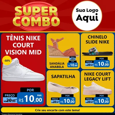 Modelo de Rede Social para Feed Facebook com o tema Super Combo para Calçados