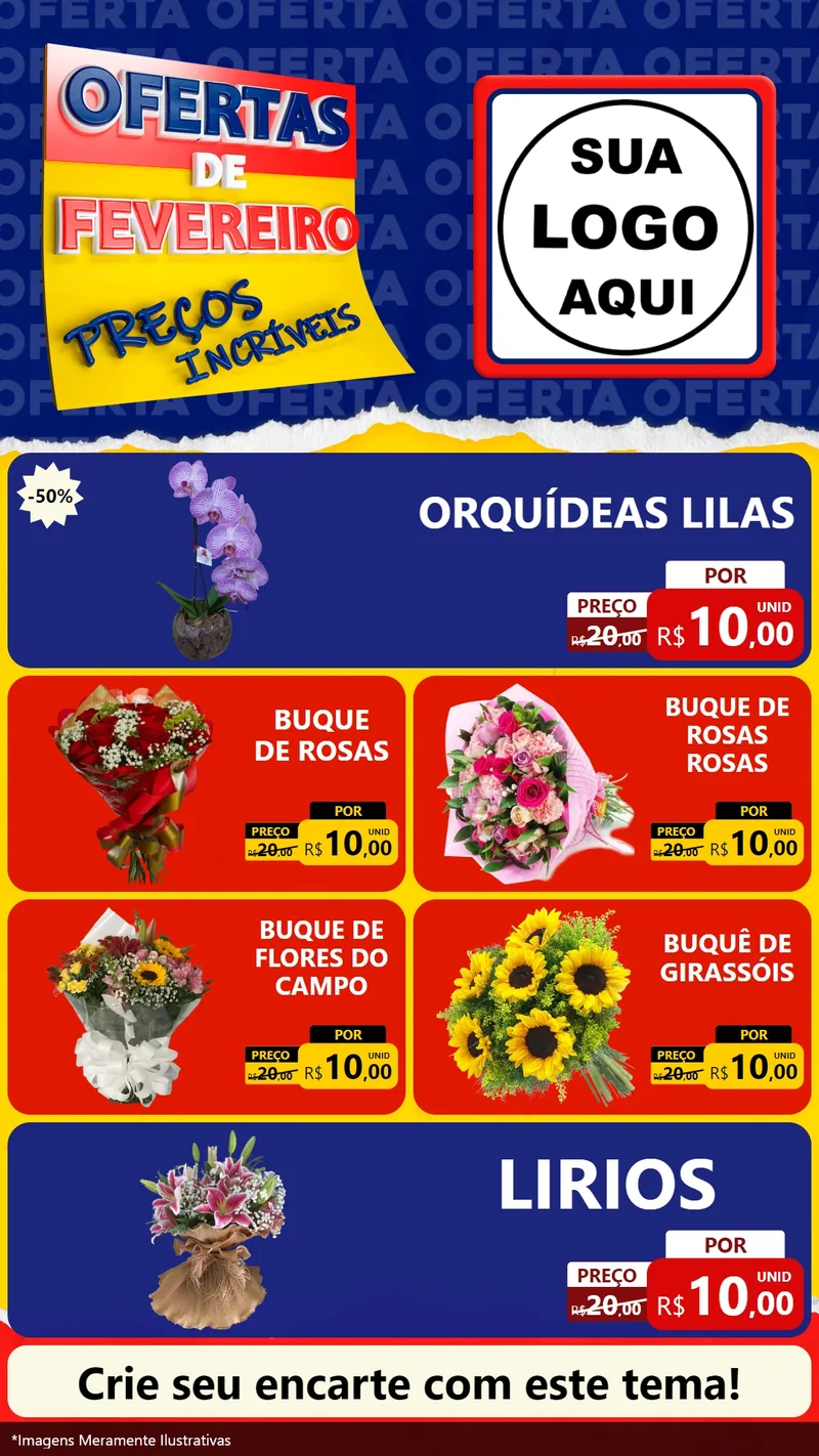 Modelo de TV para TV Vertical com o tema Ofertas de Fevereiro - Preços Incríveis para Floricultura e jardim