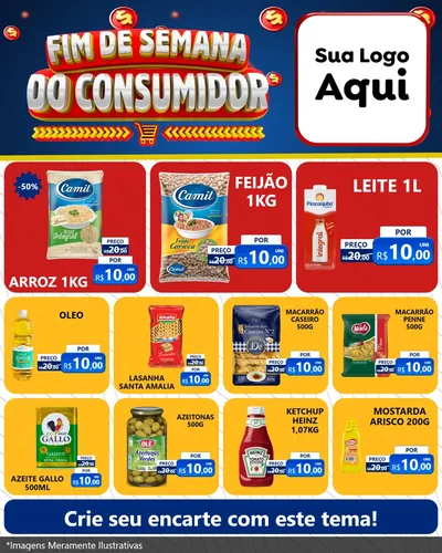 Modelo de Rede Social para Feed Instagram com o tema Fim de Semana do Consumidor para Supermercado