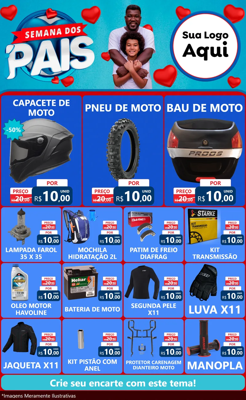 Modelo de Encarte para Encarte Grande com o tema Semana Dos Pais para Moto peças