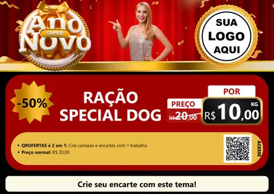 Modelo de Cartaz para Cartaz A4 Horizontal com o tema Super Ano Novo para Pet Shop