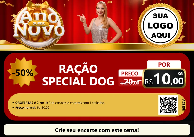 Modelo de Cartaz para Cartaz A4 Horizontal com o tema Super Ano Novo para Pet Shop