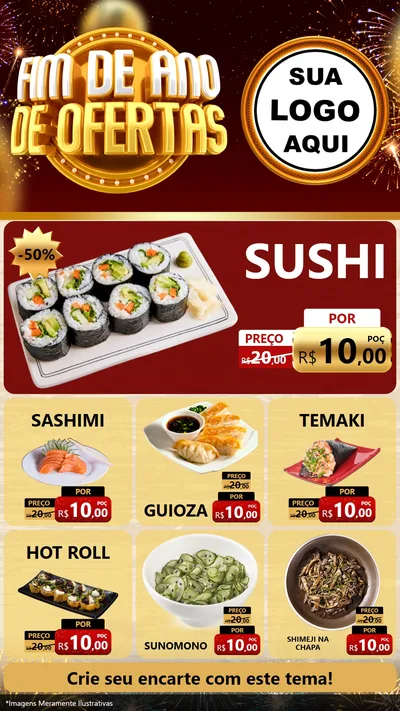 Modelo de Rede Social para Stories com o tema Fim de Ano de Ofertas para Comida japonesa