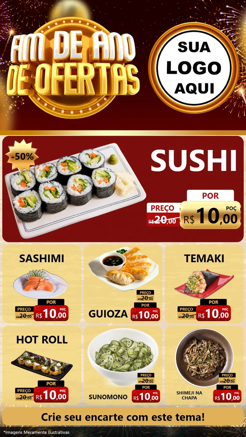 Modelo de Rede Social para Stories com o tema Fim de Ano de Ofertas para Comida japonesa