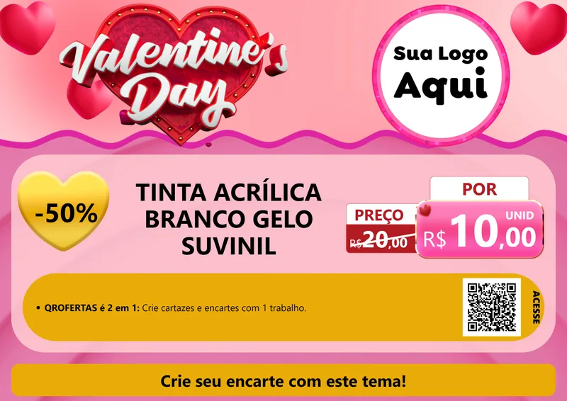 Modelo de Cartaz para Cartaz A4 Horizontal com o tema Valentine's Day para Tintas e Ferramentas