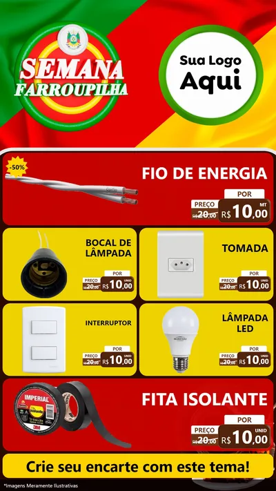 Modelo de TV para TV Vertical com o tema Semana Farroupilha para Materiais Elétricos