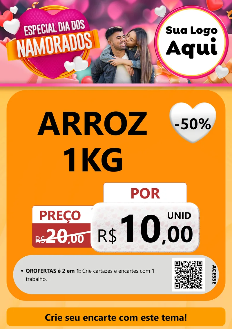 Modelo de Cartaz para Cartaz A4 Vertical com o tema Especial Dia dos Namorados para Supermercado