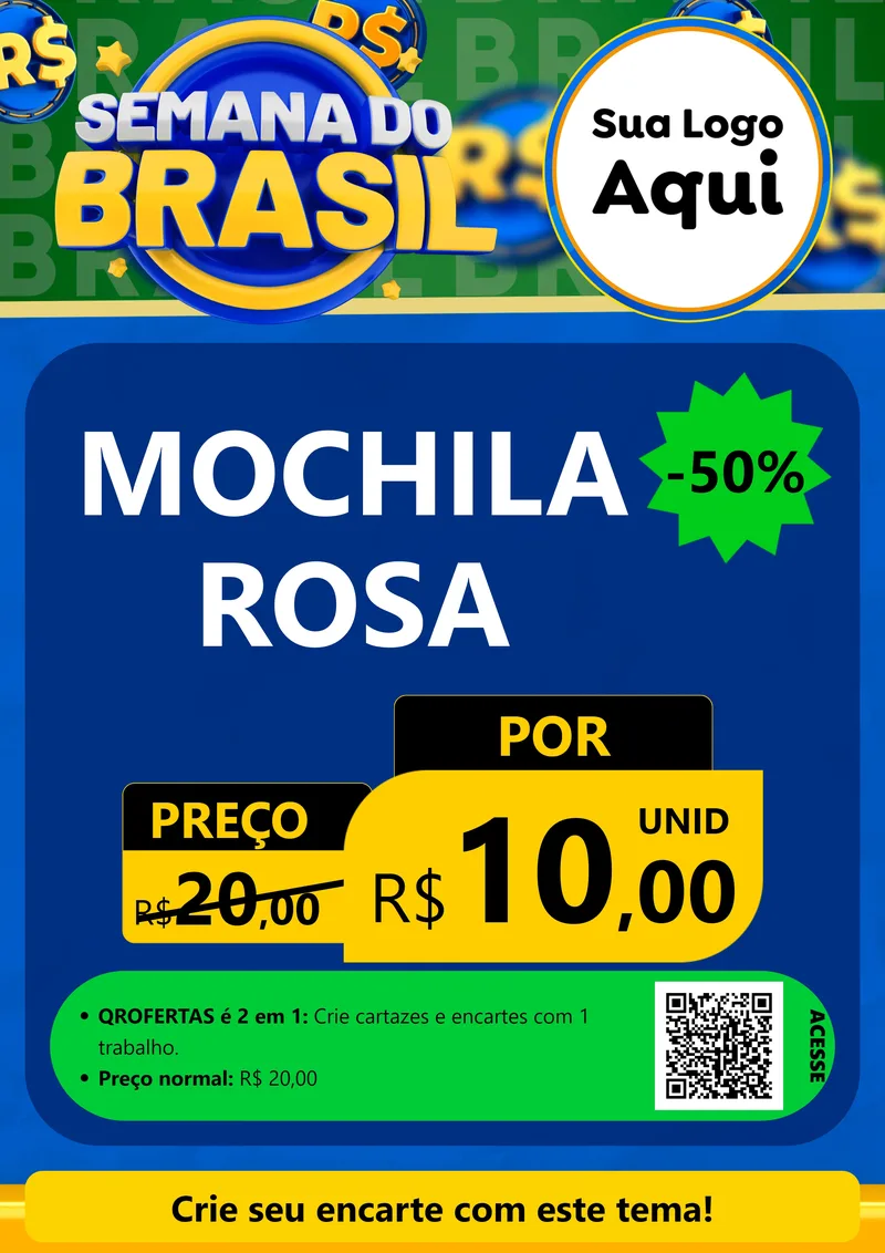 Modelo de Cartaz para Cartaz A4 Vertical com o tema Semana Do Brasil para Papelaria