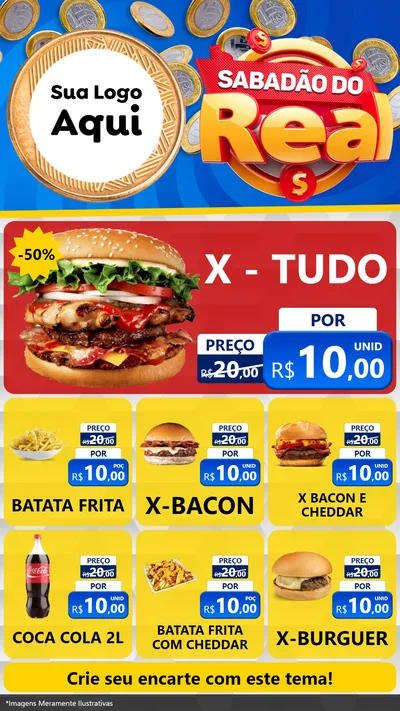 Modelo de Rede Social para Stories com o tema Sabadão do Real para Hamburgueria