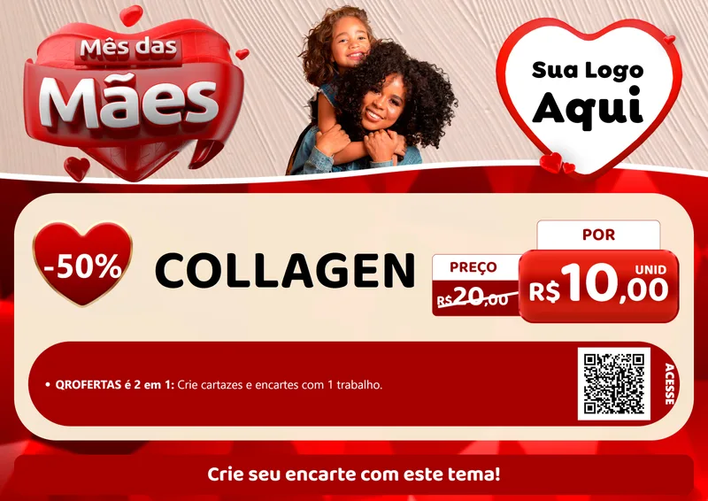 Modelo de Cartaz para Cartaz A4 Horizontal com o tema Mês das Mães para Suplementos alimentares