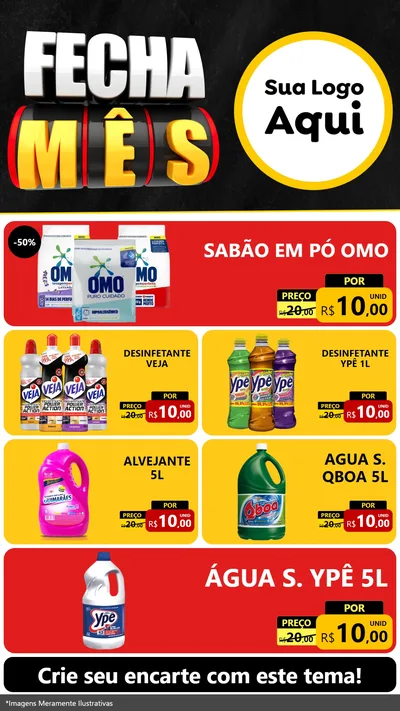 Modelo de TV para TV Vertical com o tema Fecha Mês para Produtos de Limpeza