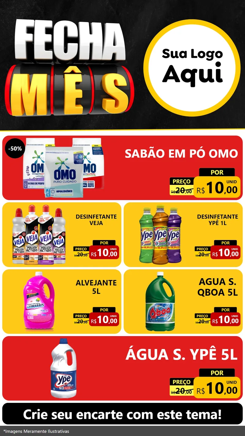 Modelo de TV para TV Vertical com o tema Fecha Mês para Produtos de Limpeza