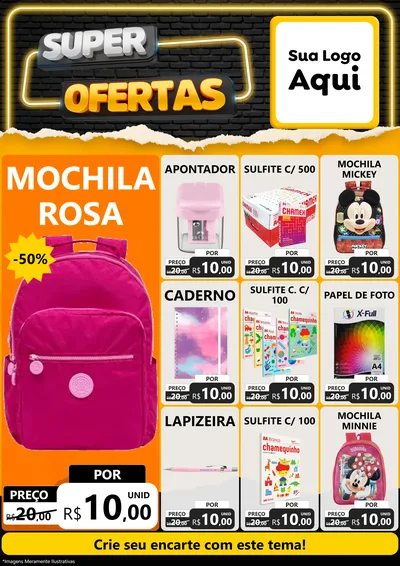 Modelo de Encarte para Encarte A4 Vertical com o tema Super Ofertas para Papelaria
