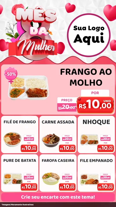 Modelo de Rede Social para Stories com o tema Mês da Mulher para Restaurante