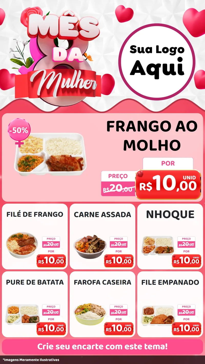 Modelo de Rede Social para Stories com o tema Mês da Mulher para Restaurante