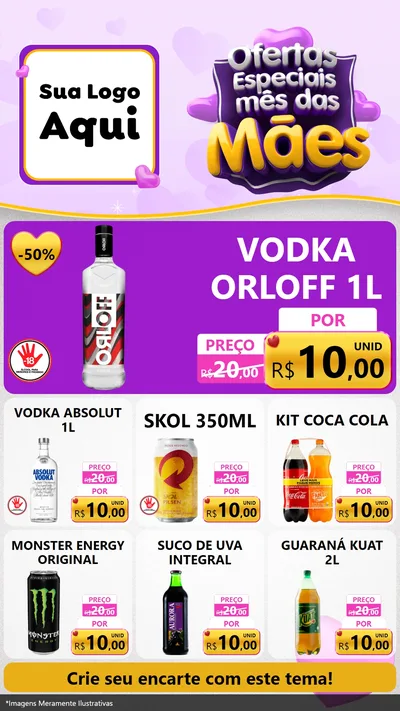 Modelo de Rede Social para Stories com o tema Ofertas Especiais - Mês das Mães para Distribuidora de bebidas