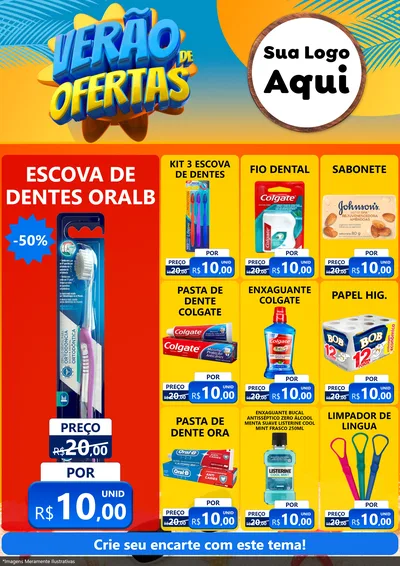 Modelo de Encarte para Encarte A4 Vertical com o tema Verão de Ofertas para Higiene Pessoal