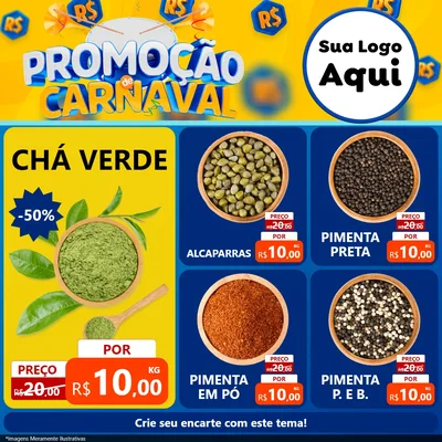 Modelo de Rede Social para Feed Facebook com o tema Promoção de Carnaval para Produtos Naturais