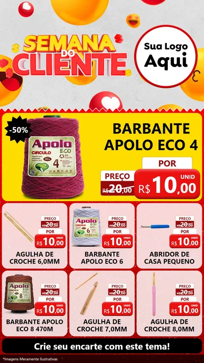 Modelo de Rede Social para Stories com o tema Semana do Cliente para Armarinho e Aviamentos