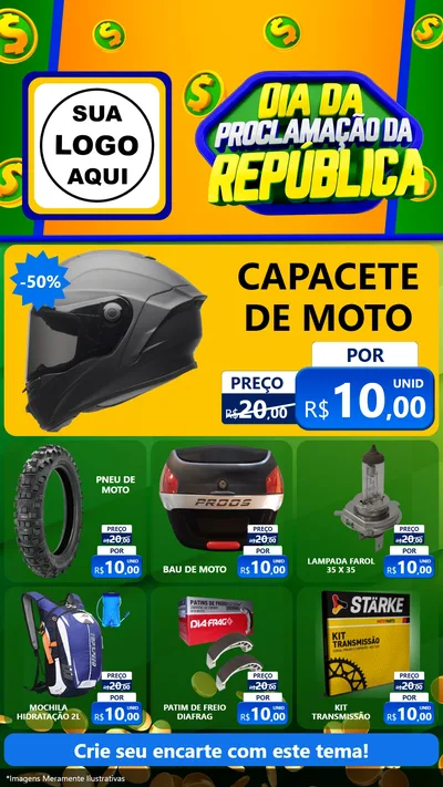Modelo de Rede Social para Stories com o tema Dia Da Proclamação da República para Moto peças
