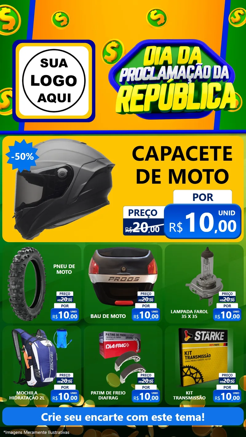 Modelo de Rede Social para Stories com o tema Dia Da Proclamação da República para Moto peças