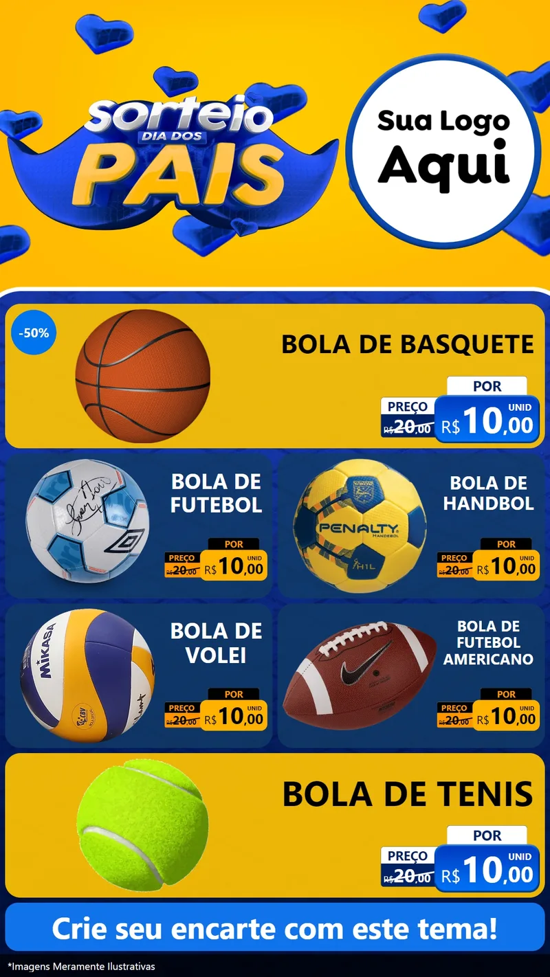 Modelo de TV para TV Vertical com o tema Sorteio Dia dos Pais para Artigos Esportivos