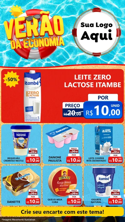 Modelo de Rede Social para Stories com o tema Verão da Economia para Frios e Laticínios