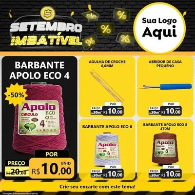 Modelo de Rede Social para Feed Facebook com o tema Setembro Imbatível para Armarinho e Aviamentos