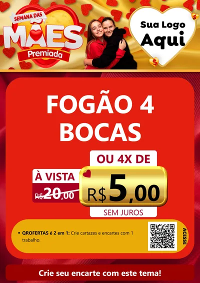 Modelo de Cartaz para Cartaz A4 Vertical com o tema Semana das Mães Premiada para Móveis e Eletro