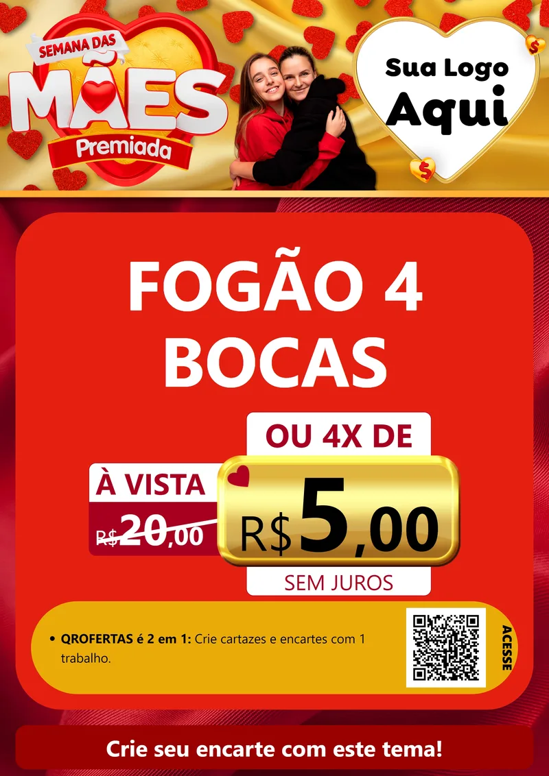Modelo de Cartaz para Cartaz A4 Vertical com o tema Semana das Mães Premiada para Móveis e Eletro