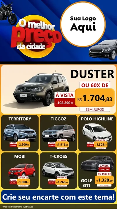 Modelo de Rede Social para Stories com o tema O Melhor Preço da Cidade - Auto e Motopeças para Concessionaria de Carros