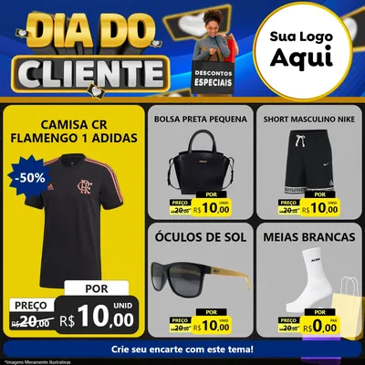 Modelo de Rede Social para Feed Facebook com o tema Dia Do Cliente para Roupas e acessórios