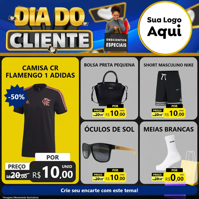 Modelo de Rede Social para Feed Facebook com o tema Dia Do Cliente para Roupas e acessórios