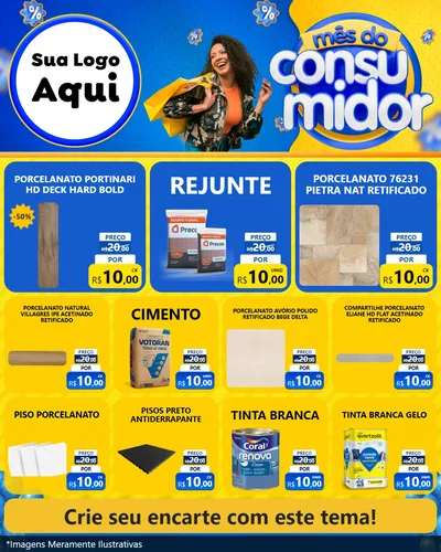 Modelo de Rede Social para Feed Instagram com o tema Mês do Consumidor para Pisos e revestimentos