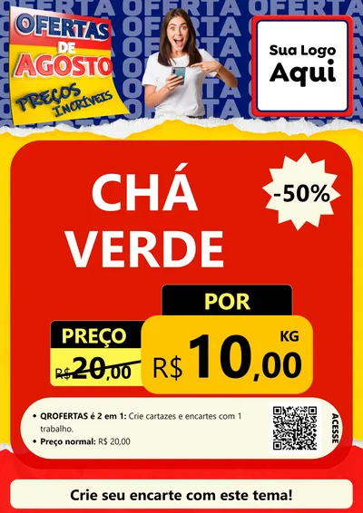 Modelo de Cartaz para Cartaz A4 Vertical com o tema Ofertas de Agosto - Preços Incríveis para Produtos Naturais