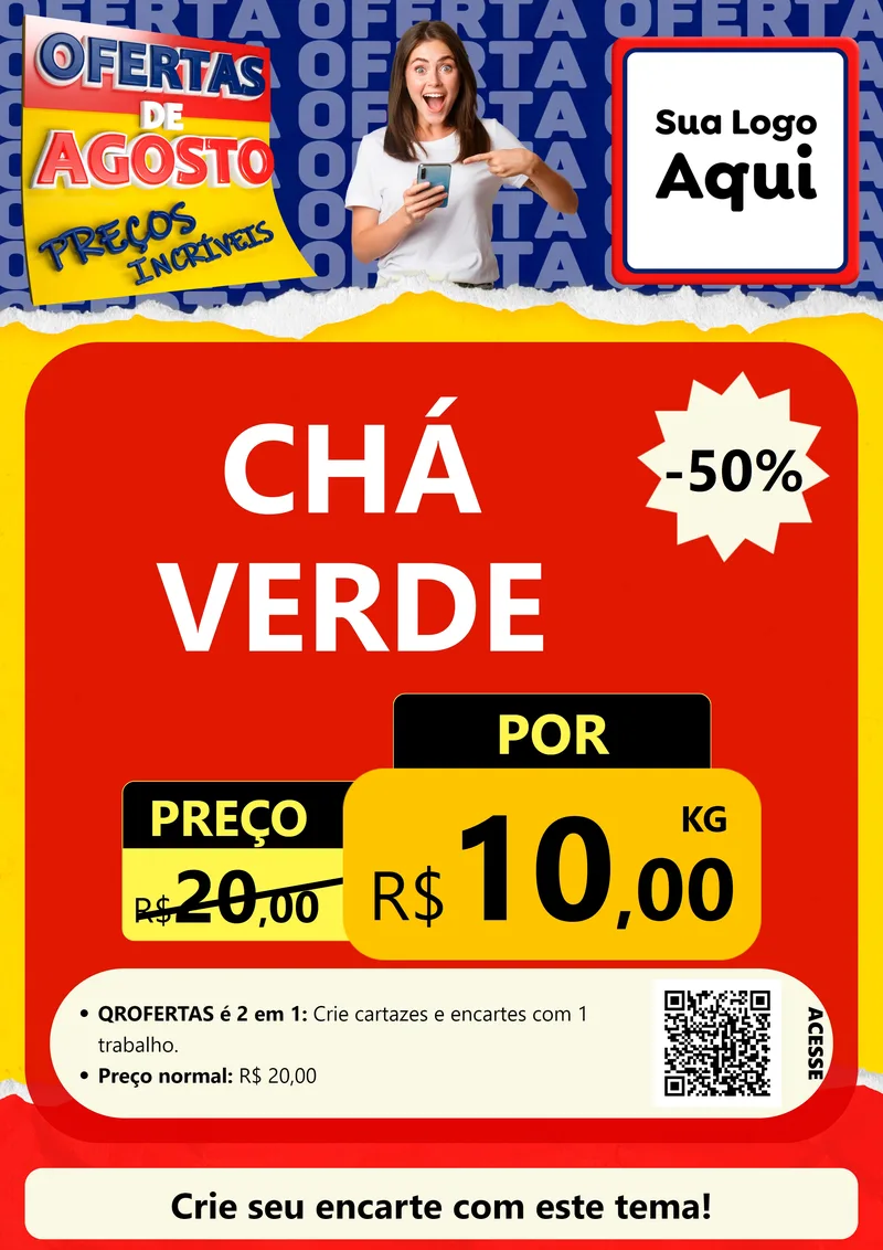 Modelo de Cartaz para Cartaz A4 Vertical com o tema Ofertas de Agosto - Preços Incríveis para Produtos Naturais