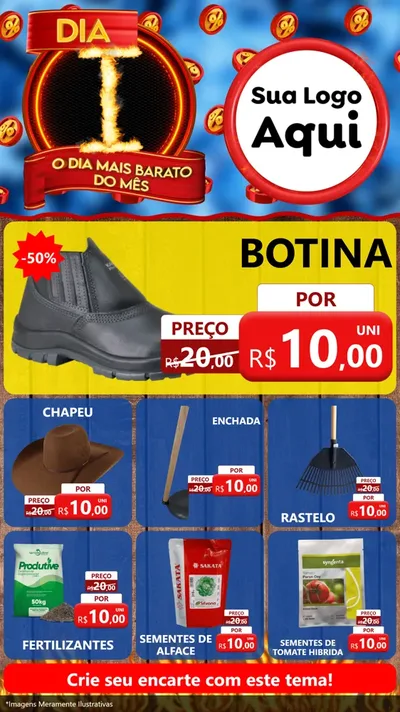 Modelo de Rede Social para Stories com o tema Dia I - O Dia Mais Barato Do Mês para Agropecuária