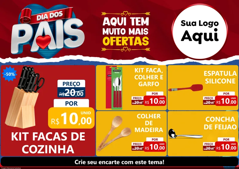 Modelo de Encarte para Encarte A4 Horizontal com o tema Dia dos Pais para Utilidades Domésticas