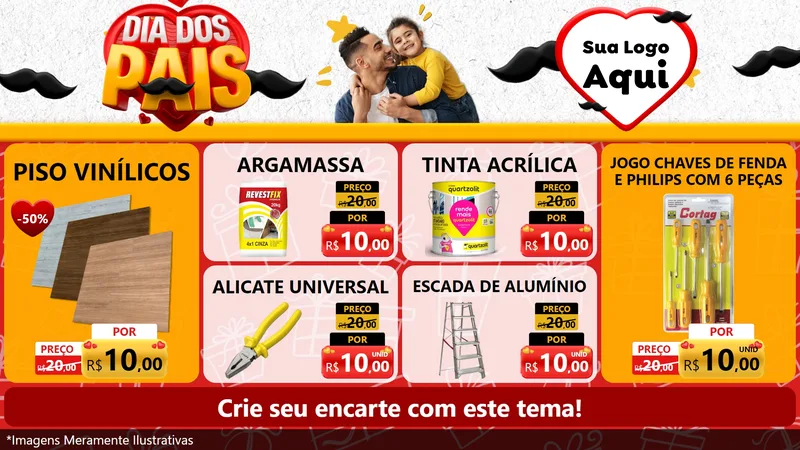 Modelo de TV para TV Horizontal com o tema Dia dos Pais para Material para Construção