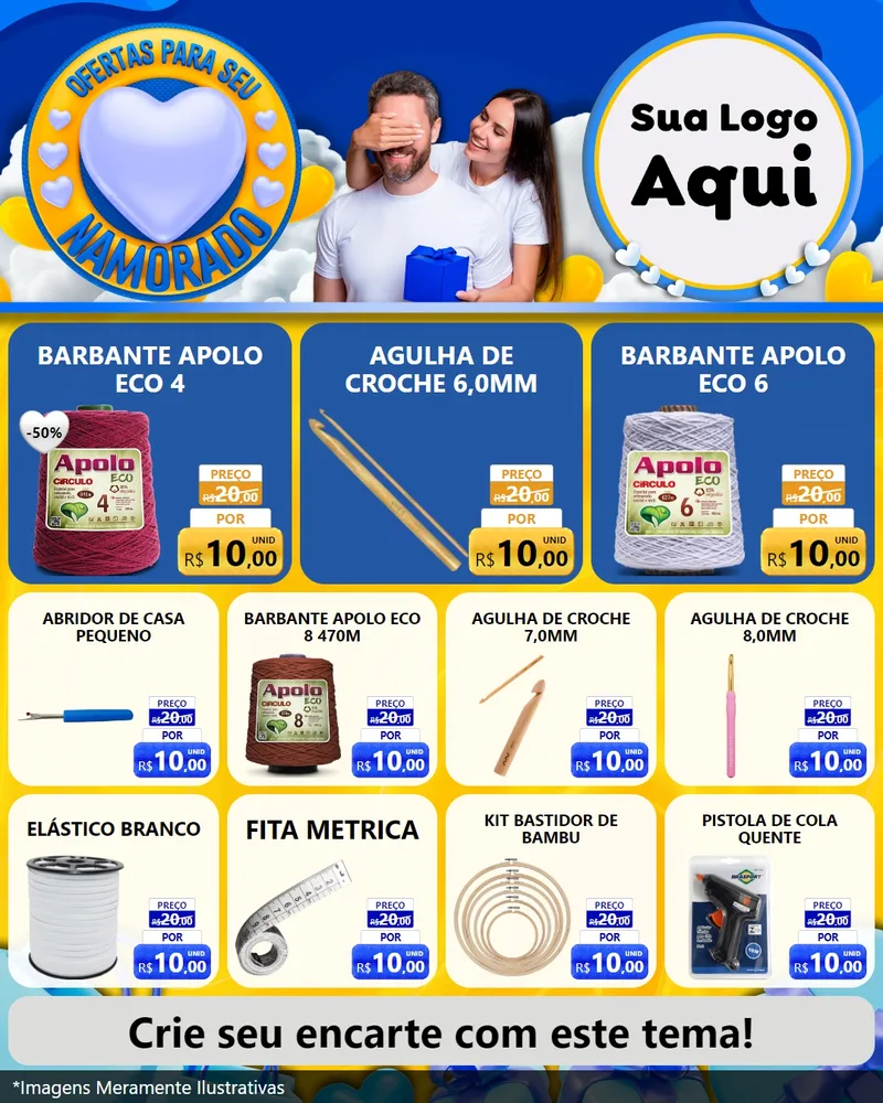 Modelo de Rede Social para Feed Instagram com o tema Ofertas Para Seu Namorado para Armarinho e Aviamentos