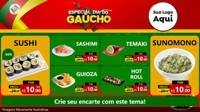 Modelo de TV para TV Horizontal com o tema Especial Dia do Gaúcho para Comida japonesa