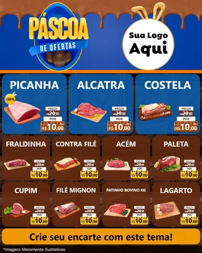 Modelo de Rede Social para Feed Instagram com o tema Páscoa de Ofertas para Açougue