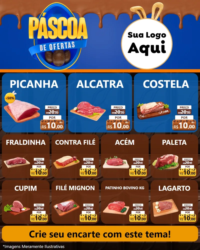 Modelo de Rede Social para Feed Instagram com o tema Páscoa de Ofertas para Açougue